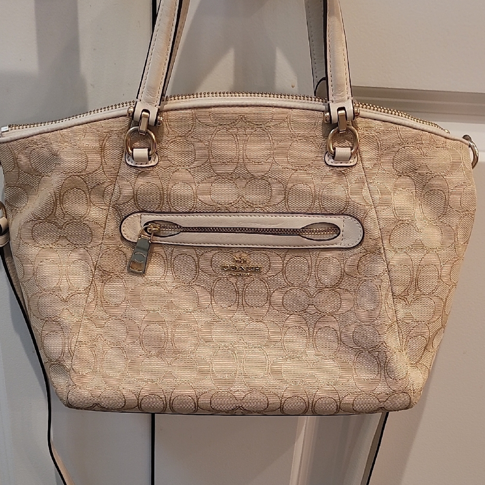 Coach Cream Slouchy Shoulder Bag with Casual Elegance